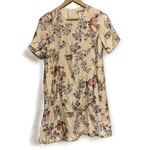 Paul And Joe Sister Gold cat Floral Textured Dress Size 34